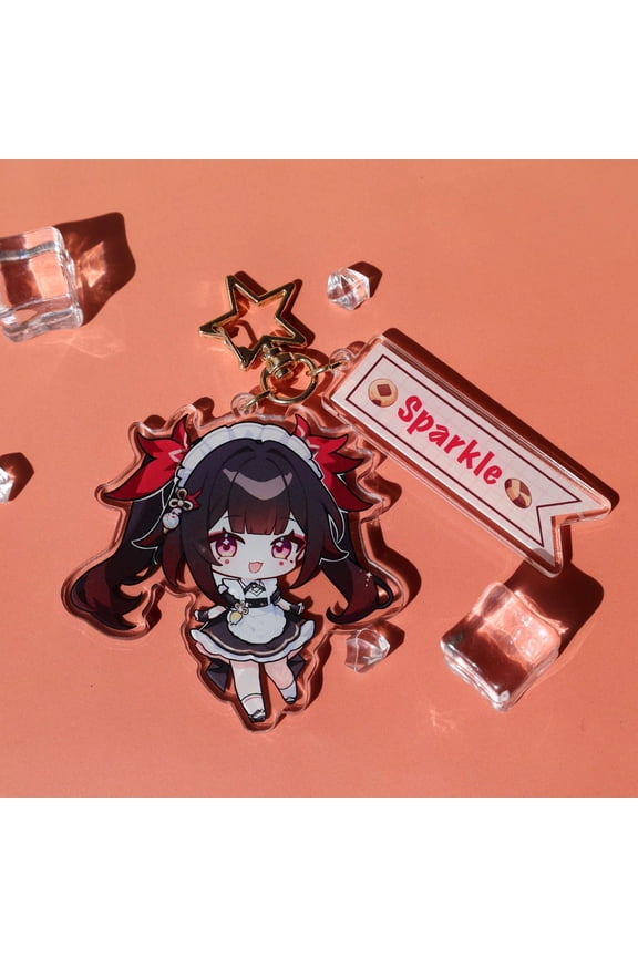 Honkai Star Rail Sparkle Acrylic Keychain - Cute Chibi Anime Character Keyring for Bag keychain Gift, Gaming Collectible for Fans (1 keychain)