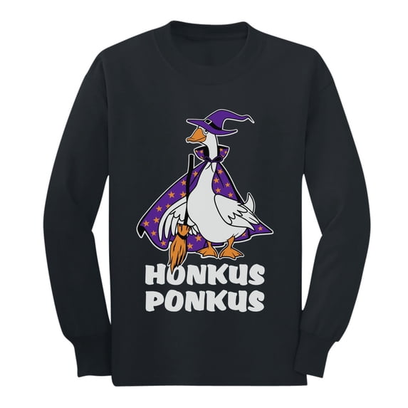 Honkus Ponkus Goose Shirt Funny Halloween Costume Youth Kids Long Sleeve T-Shirt Large Black