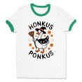 thumbnail image 1 of Honkus Ponkus Ringer Tee Shirt Unisex Large White/Kelly Green, 1 of 5