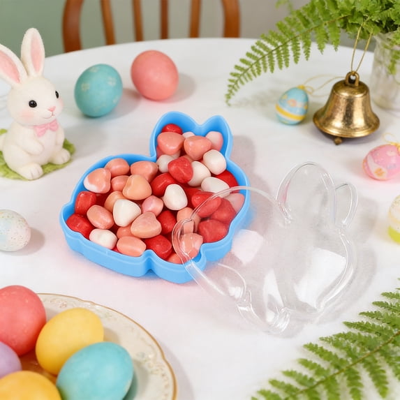 Honmine 12-Piece Easter Bunny Transparent Storage Box, Clear Plastic Containers for Candy and Snacks, Small Gift Holders for Party Favors, Organization