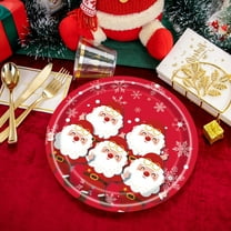 Honmine 16PCS Christmas Oval Paper Plates Large Disposable Party Santa Claus Platters Red and White Snowflake Heavy Duty Dish Tray for Xmas HolidayDinner Dessert Party Tableware
