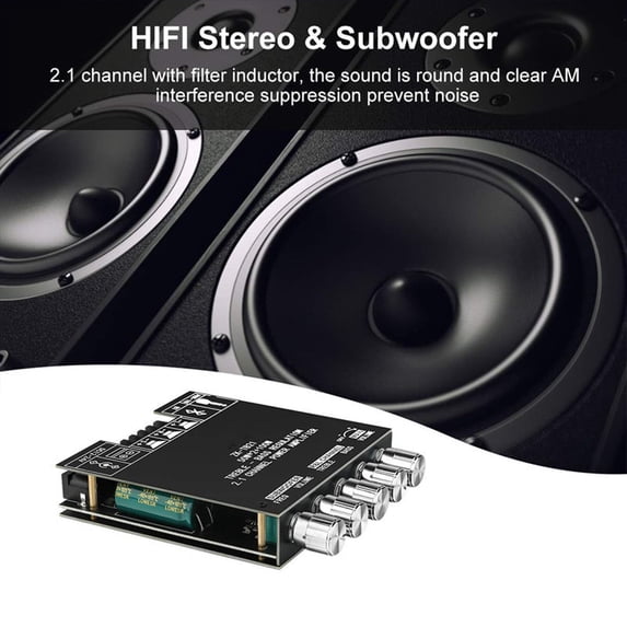 Honmine 2.1 Channel Bluetooth Audio Amplifier Module, Digital Power Receiver Board with Bass Treble Control, Subwoofer Stereo Sound System for DIY Speakers