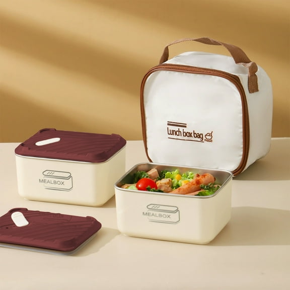 Honmine 2-Pack 40oz Stainless Steel Lunch Box, Leak Proof Insulated Stackable Food Container, Thermal Meal Prep Container for Office, Work, Outdoor Activities