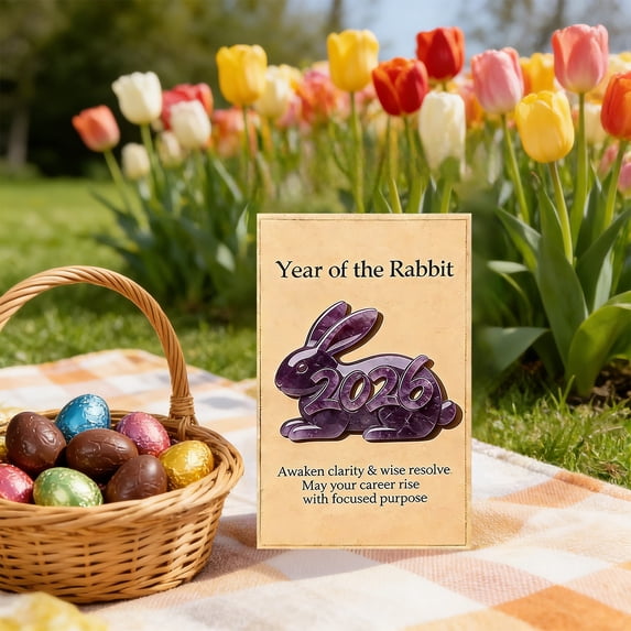 Honmine 2026 Easter Bunny Pocket Card Gift, Small Greeting Card with Rabbit Design, Spring Holiday Note for Friend, Family, Party Favor and Occasion