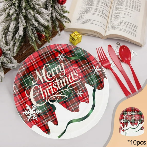 Honmine 24-Pack Christmas Paper Plates, 7-Inch Disposable Holiday Plates, Paper Plates for Christmas Party Supplies, Holiday Plates, and Christmas Dessert Plates