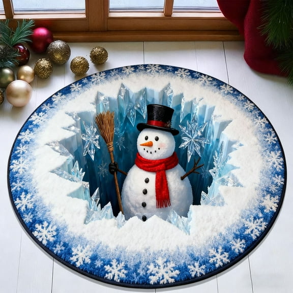 Honmine 3D Personalized Christmas Rug, Santa Clau Gnome Quilted Floor Mat, Christmas Optical Illusion Rugs with Snowman Decorative Christmas's Area Rug for Living Room Home Decor