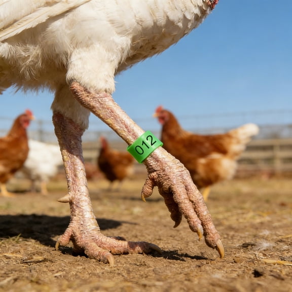 Honmine 50PCS 16mm Chicken Identification Band 5 Color Plastic Poultry Chickens Ducks Leg Rings Clip-On Round Tags Poultry Identification Bands