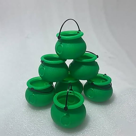 Honmine 8PCS Mini Witch Cauldron, Multi-purposed Novelty Candy Holder Pot with Handle for Wizard Party, Halloween, St Patrick's Day Party Favors