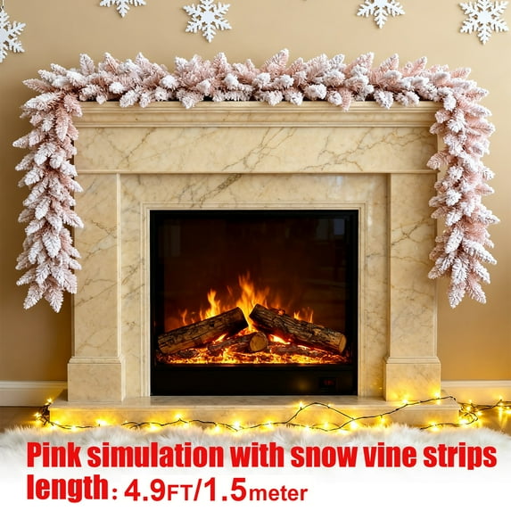 Honmine 9' Pink Fir Artificial Christmas Garland, Unlit - Faux Fir Christmas Garland - Indoor Seasonal Home Decor