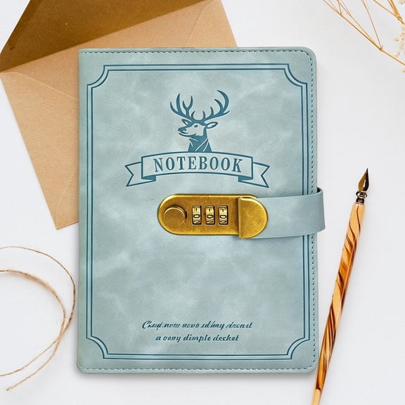 Honmine A5 Deer-Head Notebook with Lock and Combination Notepad, Business-Style Thickened Diary Planner, Secure Journal for Home, Office, Gift