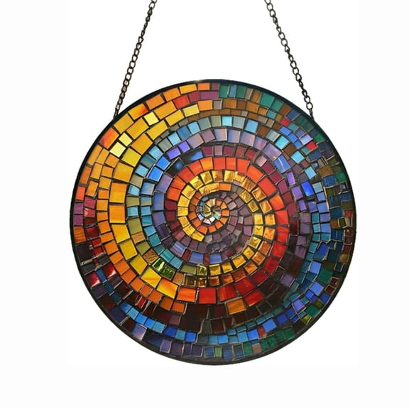 Honmine Abstract Stained Suncatcher, Stained Window Hanging Sun Catcher for Windows, Rainbow Spiral Shell Light Catcher, 7.9 Inch, Window, Patio, Gift, Prism Decor