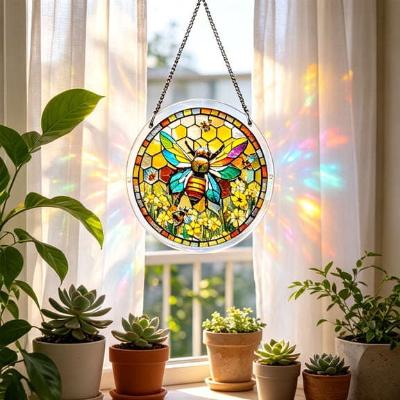 Honmine Acrylic Colorful Birds of Spring Sun Catchers, Window Decoration Puzzle Light Catcher, Crystal Prism Pendant for Patio Porch Sunroom