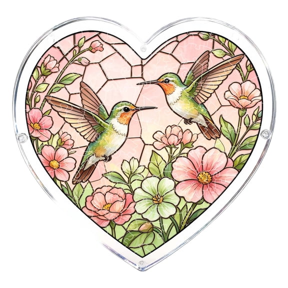 Honmine Acrylic Heart Shaped Puzzle Chime, 94 Piece DIY Style Wind Chime Pendant, Stained Glass Look Decor for Front Porch, Pergola, Veranda, Cottage Garden