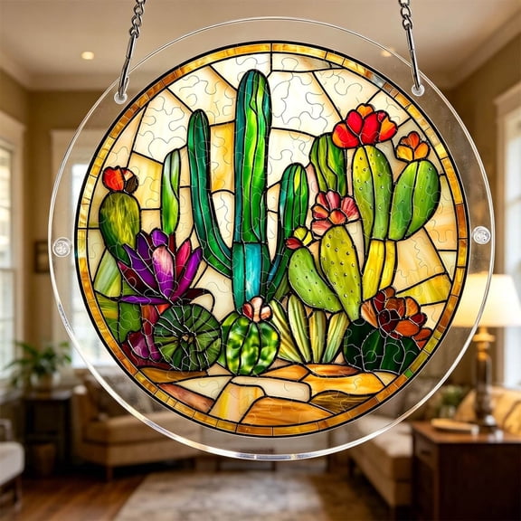 Honmine Acrylic Puzzle Pendant Sunshade, Window Hanging Translucent Plates, DIY Suncatcher Craft Kit for Home Window Garden Decor