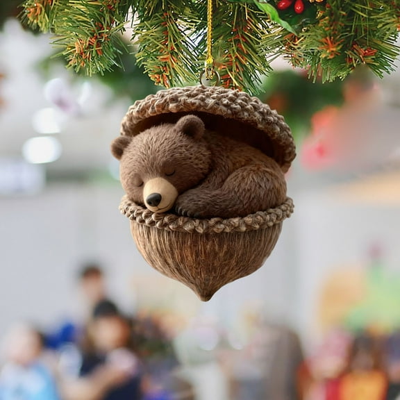 Honmine Animals Christmas Ornaments, Christmas Tree Decorations with Forest Theme, Printed Acrylic Hanging Pendants for Holiday Display, Gift Giving