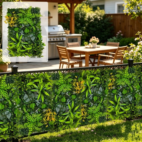 Honmine Artificial Hedge Fence, Expandable Faux Leaf Screen Panel for Privacy, Decorative Wall Covering for Balcony Patio Garden Outdoor Porch