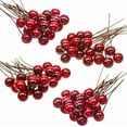 thumbnail image 1 of Honmine Artificial Holly Berries, 20 Pieces Mini 10 mm Fake Berries Decor on Wire for Christmas Tree Decorations Flower Wreath DIY Craft Use, 1 of 7