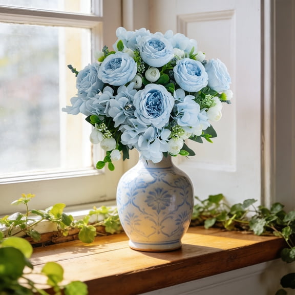 Honmine Artificial Hydrangea, Fake Peony Flowers, Wedding Decor Bouquet, Home Decorative Greenery, Silk Floral Arrangement