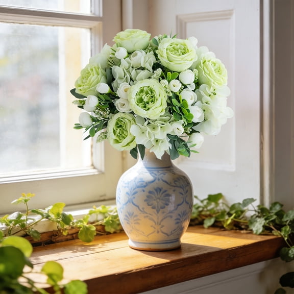 Honmine Artificial Hydrangea, Fake Peony Flowers, Wedding Decor Bouquet, Home Decorative Greenery, Silk Floral Arrangement