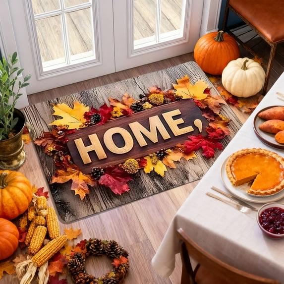 Honmine Autumn Welcome Area Rug, Washable Outdoor Rugs Anti-Slip Soft Extra Thick Carpet Entryway Indoor Door Mat for Living Room Bedroom Home