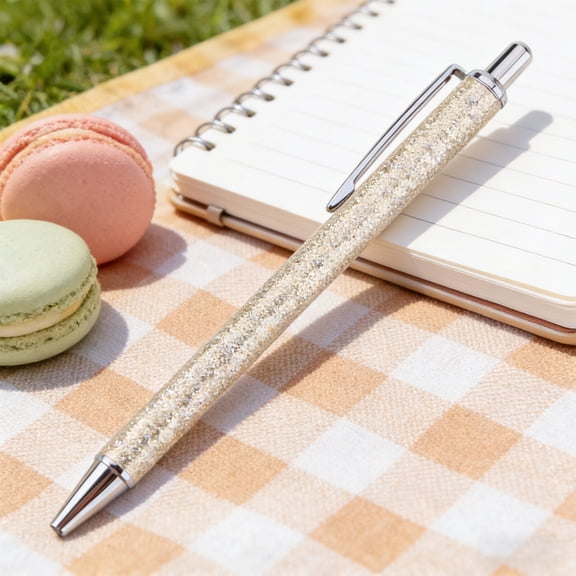 Honmine Bestselling Gold Powder Ballpoint Pen, Creative Shiny Gift with Push Mechanism, 2pc Glitter Ink Pen for Office, Journaling, Gift