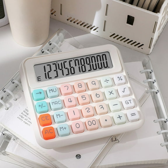 Honmine Calculator, Large Screen Keyboard Double Tilt Multi Functional, Financial Office Desktop Calculator with 12 Digit Display, for Accounting, Business, Tax, Angled View