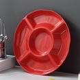 thumbnail image 1 of Honmine Candy Storage Container, Wheat Straw Round Snack Tray with Lid, Divided Serving Dish for Nuts Dried Fruit Party Platter, 1 of 8