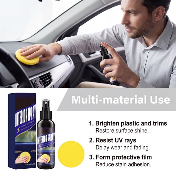 Honmine Car Refurbishment Agent 3.4oz, Daily Car Decontamination and Cleaning for Body and Interior, Repainting Brightening and Maintenance Agent with Sponge for Seat Dash