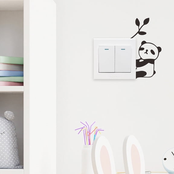 Honmine Cartoon Panda Living Room Bedroom Wall Stickers, Cute Animal Removable Decal for Kids Room, Nursery, Playroom, Home Decor, DIY Art