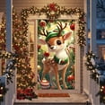thumbnail image 1 of Honmine Christmas Door Cover 90x180cm, Santa Reindeer Snowman Gingerbread Skull Designs, Xmas Party Background Decor for Home Wall Door Holiday Decorations, 1 of 4