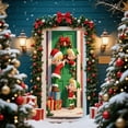 thumbnail image 1 of Honmine Christmas Door Curtain Banner, Outdoor Photo Background with Elves Celebration Design, Party Hanging Fabric Decor for Christmas Day Events, Seasonal Display, Festive Entrance Enhancement, 1 of 6
