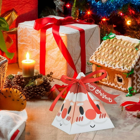 Honmine Christmas Party Gift Boxes 50pcs Paper Candy Box Small Paper Boxes Sweet Wedding Favour Boxes Snack Packaging Box with Ribbons