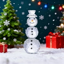 Honmine Christmas Snowman Decor, Crystal Style Snowman Figure for Holiday Display, Winter Themed Decoration for Table, Shelf, Mantle Arrangement