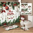 thumbnail image 1 of Honmine Christmas Themed Bathroom Mat Set, 4 Piece Non-Slip Bathroom Ensemble with Pines Branch Design, U Shaped Mat and Shower Curtain Cover for Holiday Decor, 1 of 6