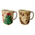 thumbnail image 1 of Honmine Christmas Themed Insulated Mug, Resin Design with Stainless Steel Liner, Festive Reindeer Pattern for Holiday Gift Giving, 1 of 3