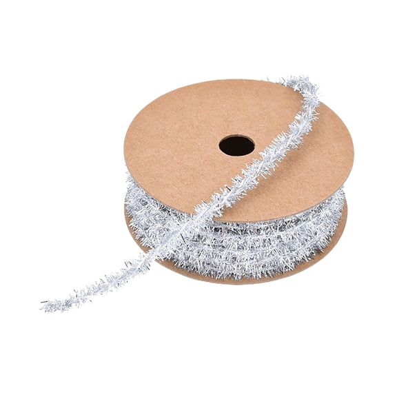 Honmine Christmas Tree Gift Wrapping Ribbon, Glittery Yarn Fringes for Decorations, Festive Garland for Holiday, Party, Gift Wrapping and Tree Trimming