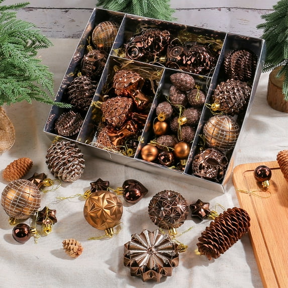 Honmine Christmas Tree Ornaments Artificial Pinecone, Mixed Color Window Display Balls, Hanging Decorations for Xmas Tree, Home, Party, Colorful