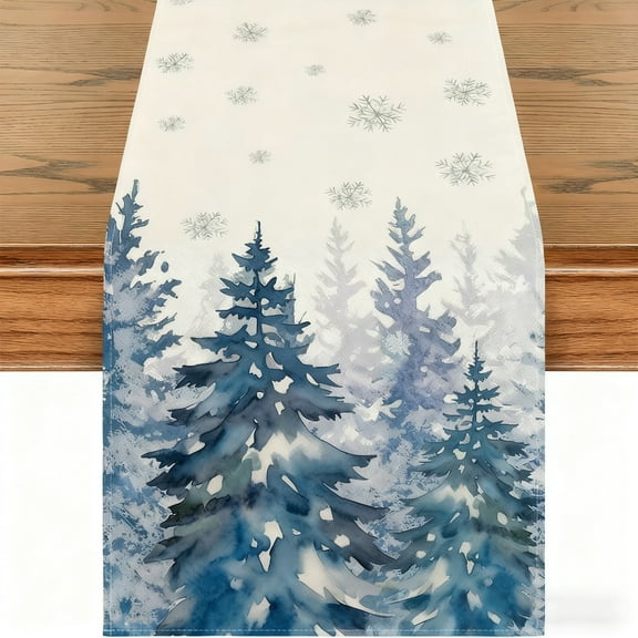 Honmine Christmas Tree Table Runner, Winter Holiday Dining Table Decoration, 13x72 Inch Kitchen Table Cover for Indoor Outdoor Party, Home, Festive Event