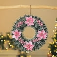 thumbnail image 1 of Honmine Christmas Wreath with Flocked Pine, Red Poinsettias, Gold Stars, Natural Pine Cones, Holiday Door Decorations, Traditional Winter Style, 1 of 6