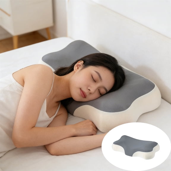 Honmine Cloud Shaped Pillow, Contour Memory Foam Support, Ergonomic Sleeping Cushion for Side Sleepers, Neck Support