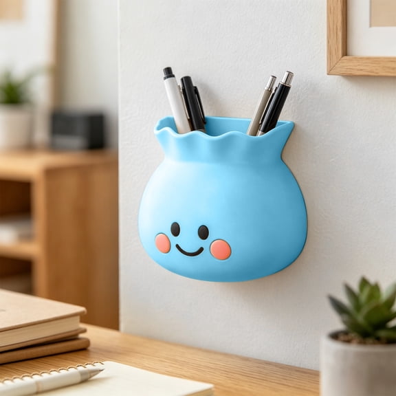 Honmine Cute Smileys Face Storage Box, Creatives Paste Wall Mounted Refrigerator Magnetic Suction, Magnetic Refrigerator Storage Box for Kitchen Office Dorm