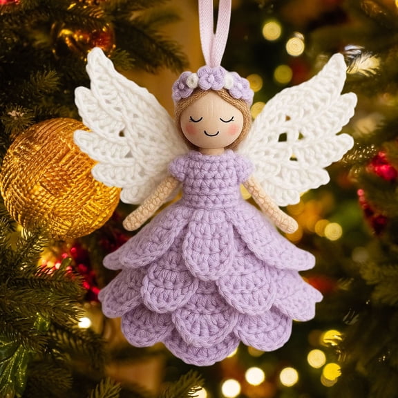 Honmine DIY Crochet Angel Ornament Kit, Handmade Yarn Craft Set for Beginners, Christmas Tree Decoration, Crochet Doll Hanging Ornament, Holiday Gift