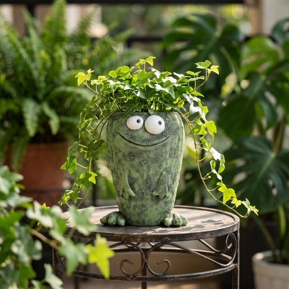 Honmine Decompression Frogs Expression Resin Crafts, Funny Frog Style Home Garden Decor, Cute Statue for Flower Pot, Desk, Patio, Lawn, Backyard Ornament