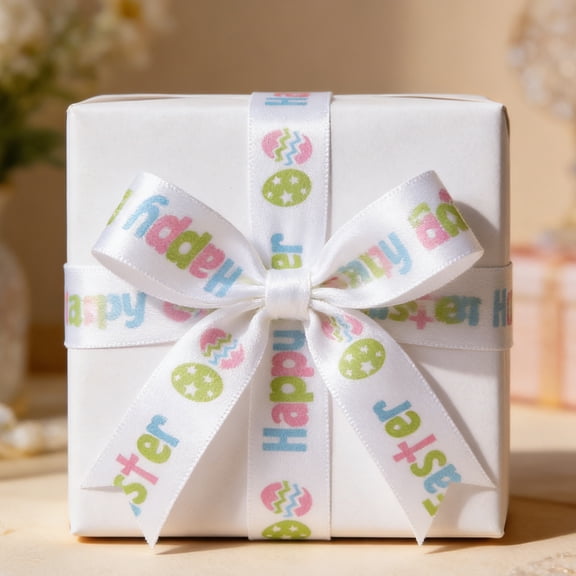 Honmine Decorative Weaving Tape, Easter Bunny Egg Ribbon for Gift Wrapping, Holiday Party Supplies Craft Bow Decorations for Packaging Basket