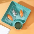 thumbnail image 1 of Honmine Dumpling Tray with Sauce Divider, Snack Plate with Ketchup Container, Plastic Dinner Tray for Chicken, Fries, Party Food, Food Separation Design, 1 of 6