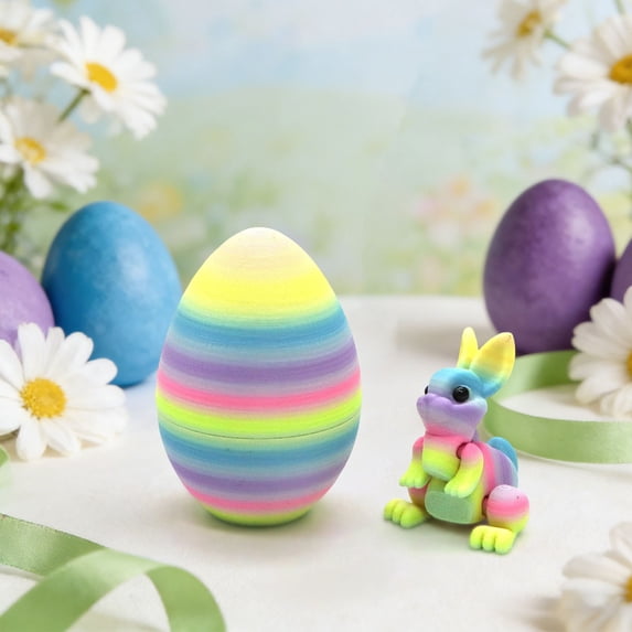 Honmine Easter Mystery Rabbits Egg Fidget Toy, Stress Relief Sensory Desk Decoration with Printing Design, Small Figures for Party, Office, Spring Festival Tabletop Display and Gift Giving