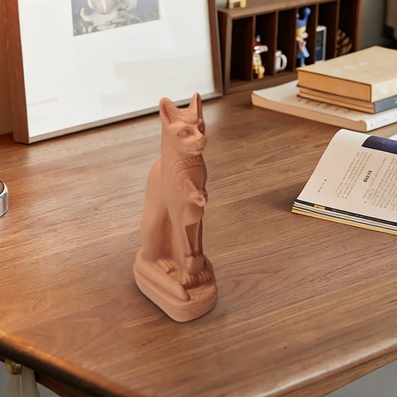Honmine Egyptian Cat Statue, Resin Bastet Figurine with Ancient Details, Mythical Home Decor Accent for Office Desk Bookshelf