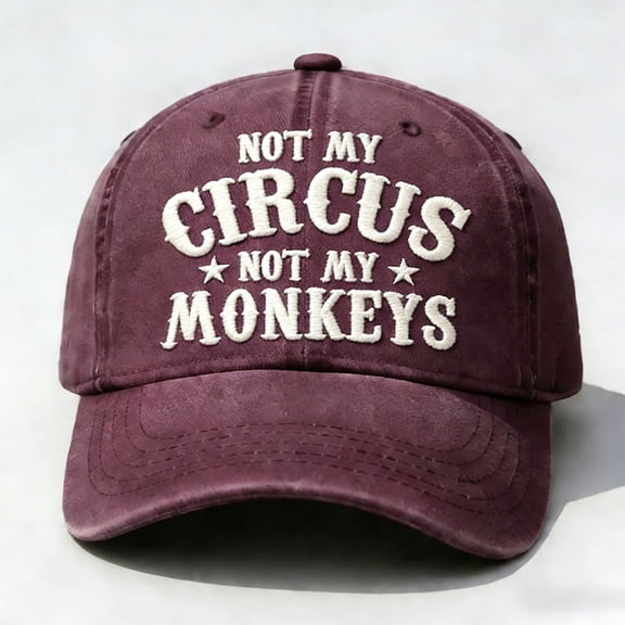 Honmine Embroidered Baseball Cap, Funny Quote Dad Hat, Novelty Embroidered Hat, Monkey Circus Embroidery Cap, Adjustable Embroidered Cap