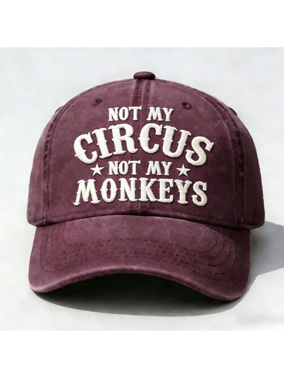 Embroidered Baseball Cap, Funny Quote Dad Hat, Novelty Embroidered Hat, Monkey Circus Embroidery Cap, Adjustable Embroidered Cap