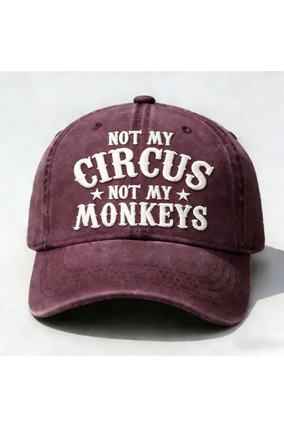 Embroidered Baseball Cap, Funny Quote Dad Hat, Novelty Embroidered Hat, Monkey Circus Embroidery Cap, Adjustable Embroidered Cap